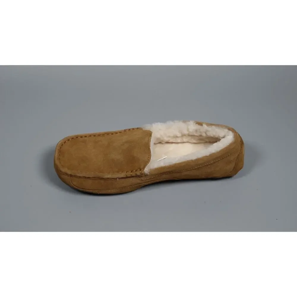 Fireside By Dearfoams Men Melbourne Genuine Shearling Moccasin Slippers Size 11